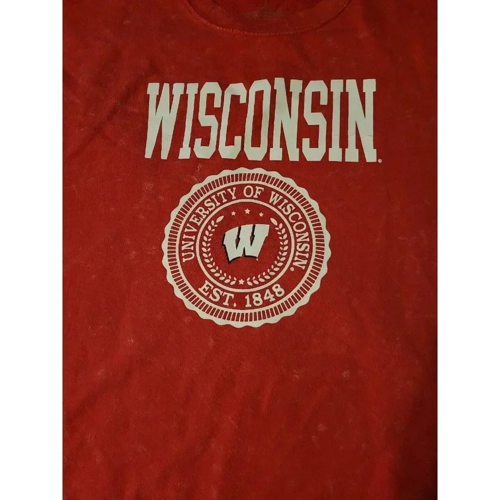 University of Wisconsin Badgers Distressed Sweatshirt Men's Small Long Sleeve - Picture 14 of 16